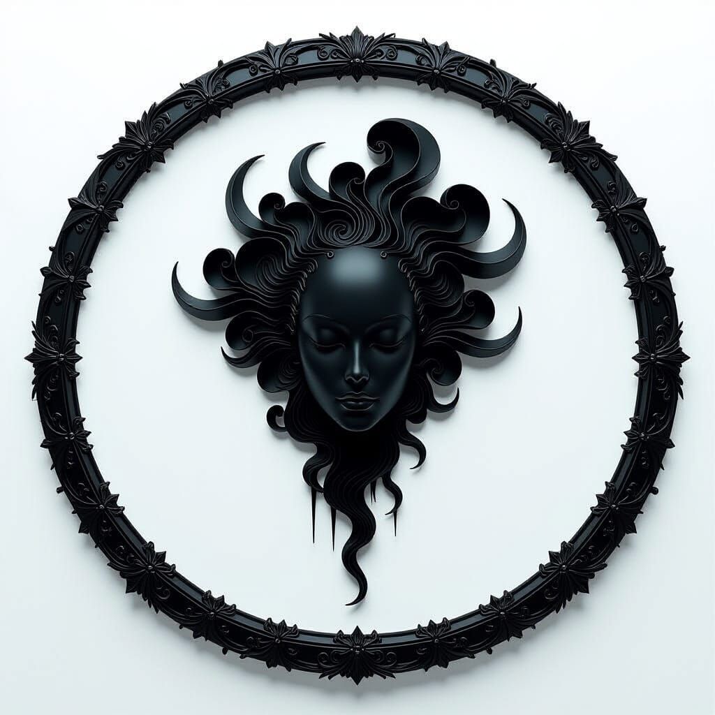 Surreal Dark Void with Abstract Black Forms