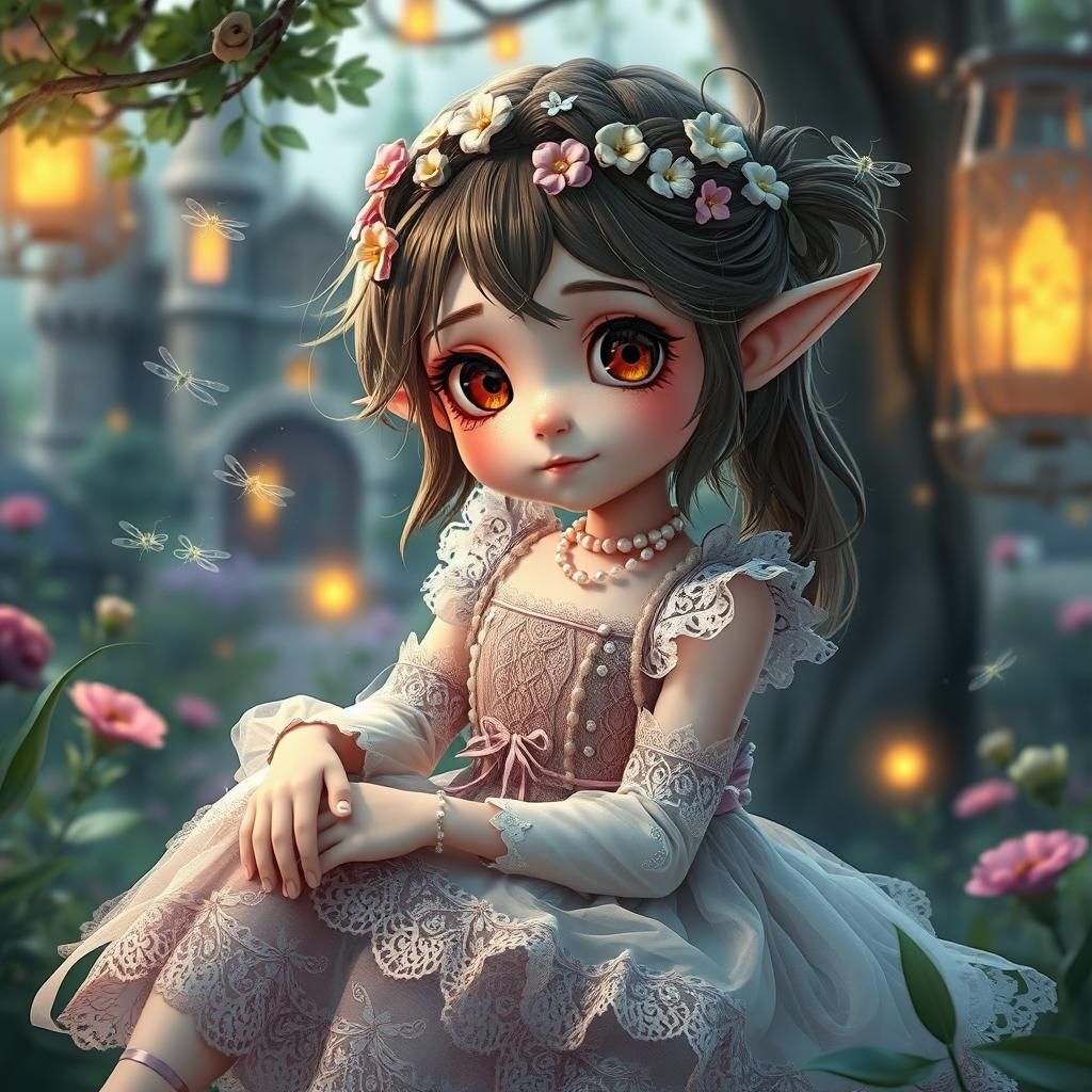 Enchanted Elven Princess in Mystical Garden