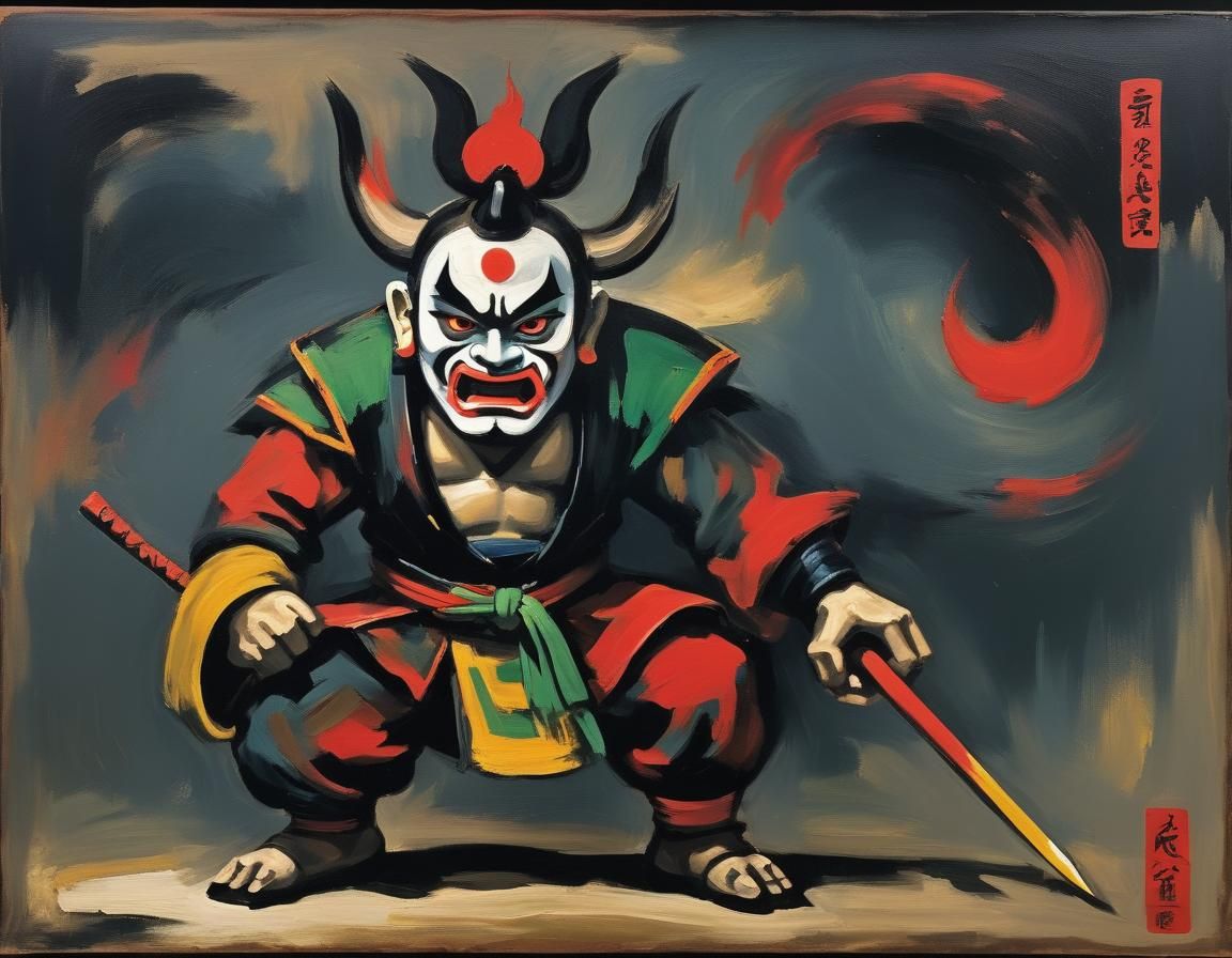 Wind and Thunder Gods in Fauvist Style