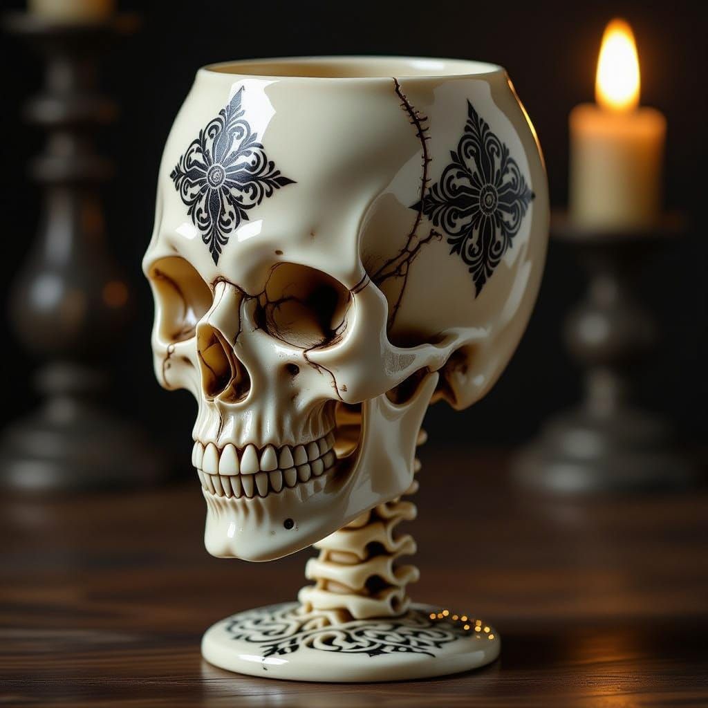 Bone Skull Goblet Award with Nordic Symbols