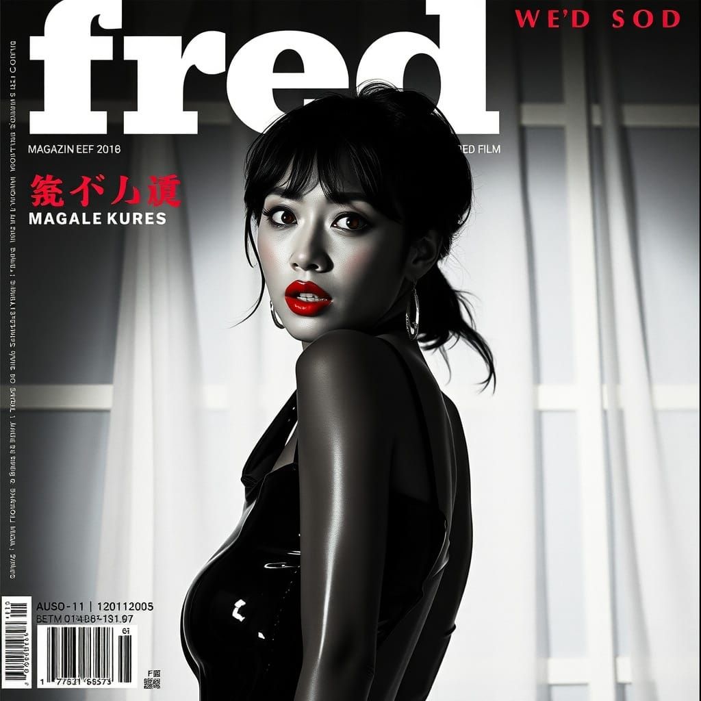 Chinese Woman Magazine Cover Noir et Blanc