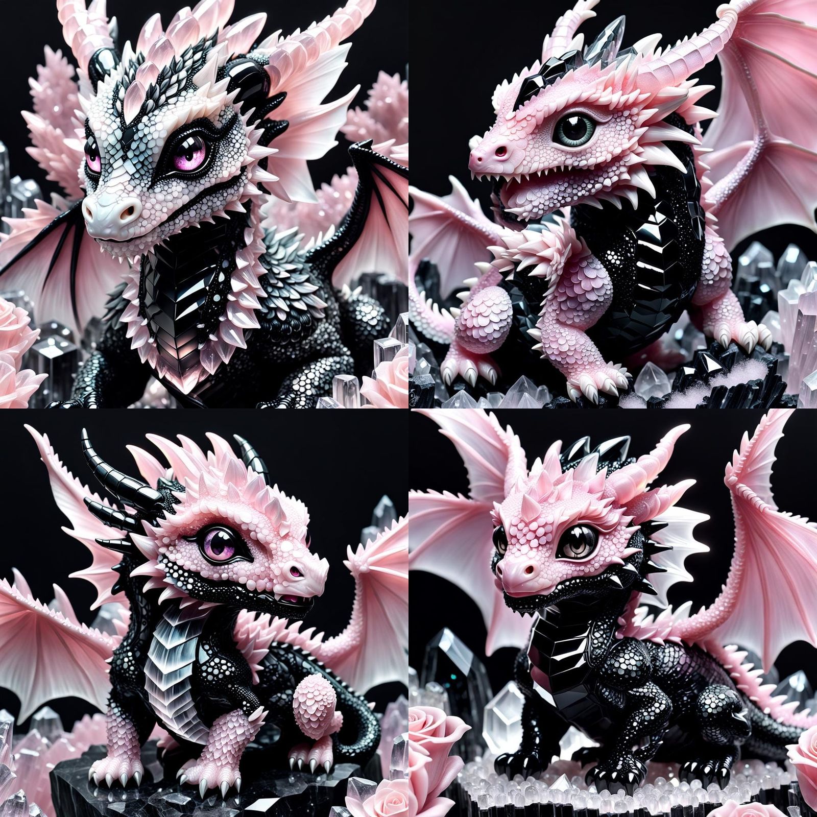 Crystal Dragon Portrait in Rose Quartz
