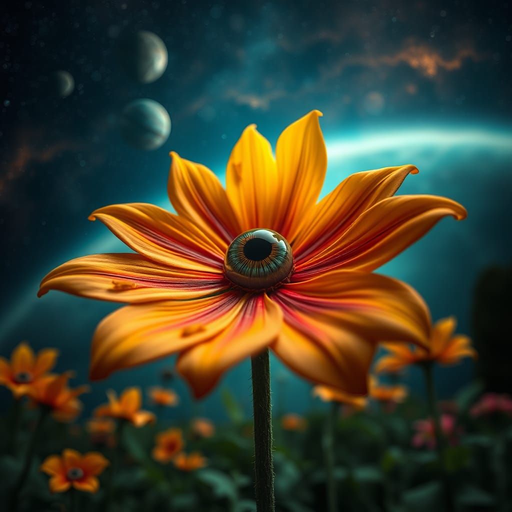 Mythical Eye Flower Rises to Space, Burtonesque Horror