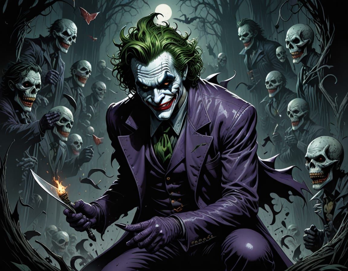 Grim Dark Joker in Comic Book Style