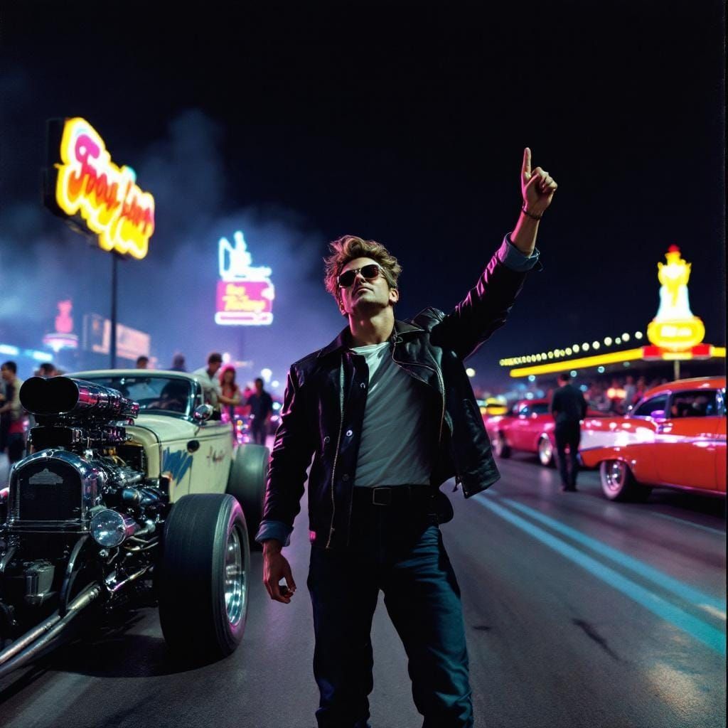 1950s Drag Race Celebration in Retro-Futurist Americana