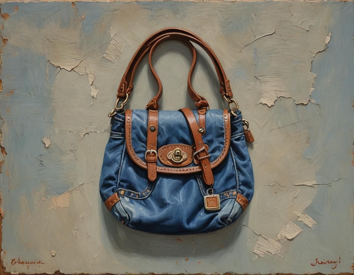Denim Purse in Oil Painting Style