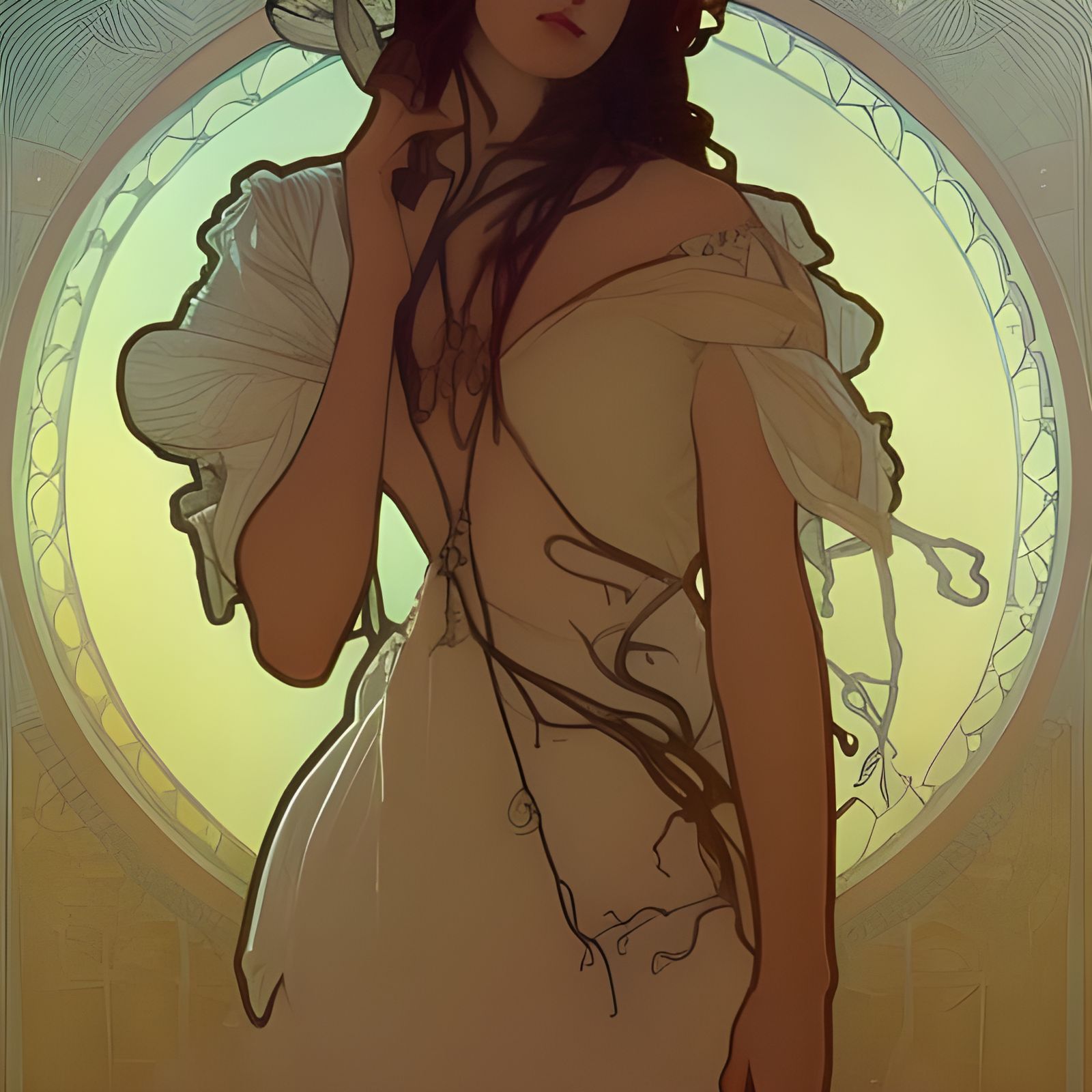 Fox and Tree in Art Nouveau Landscape