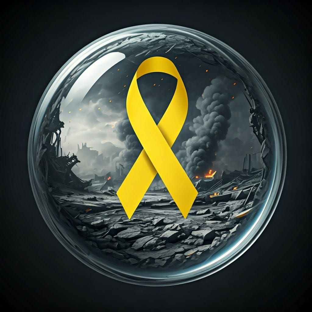 Glass Sphere Encasing War-Torn Landscape