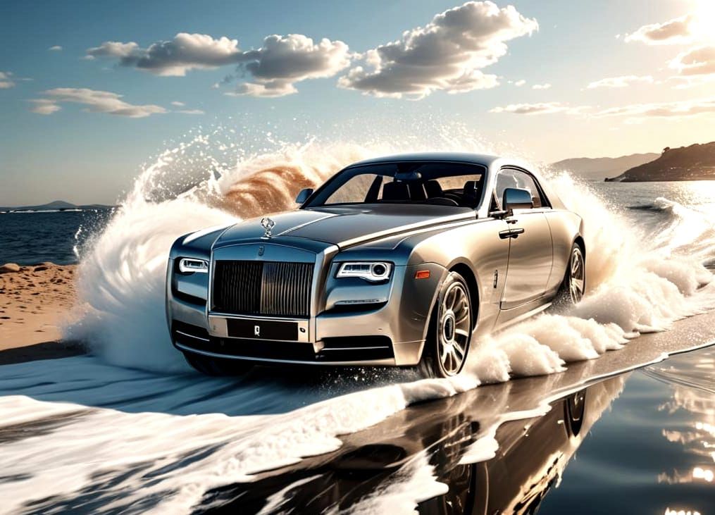 Rolls Royce Supercar Gliding on the Ocean