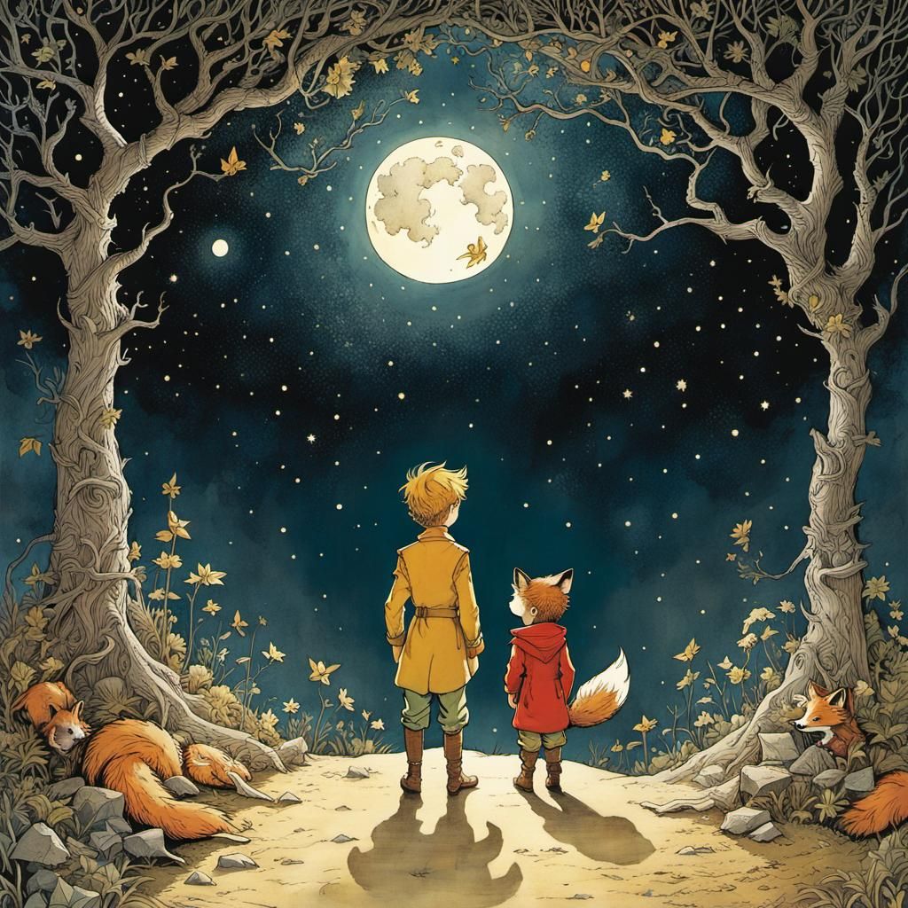 Little Prince and Fox: Detailed Children's Book Illustration