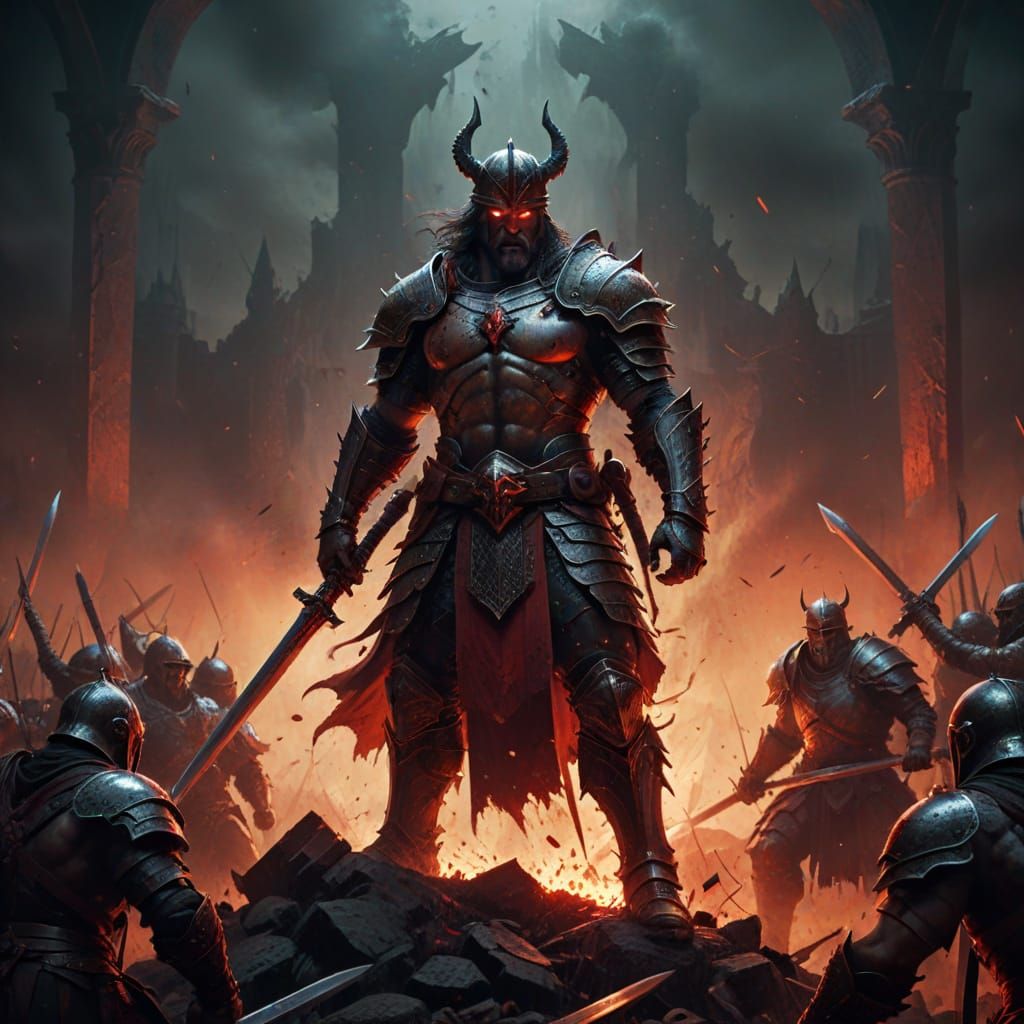 Victorious Warrior in Bloody Arena