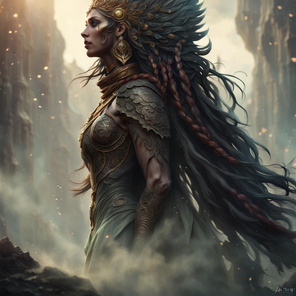 Intricate Dust Goddess in Hyperrealistic Style