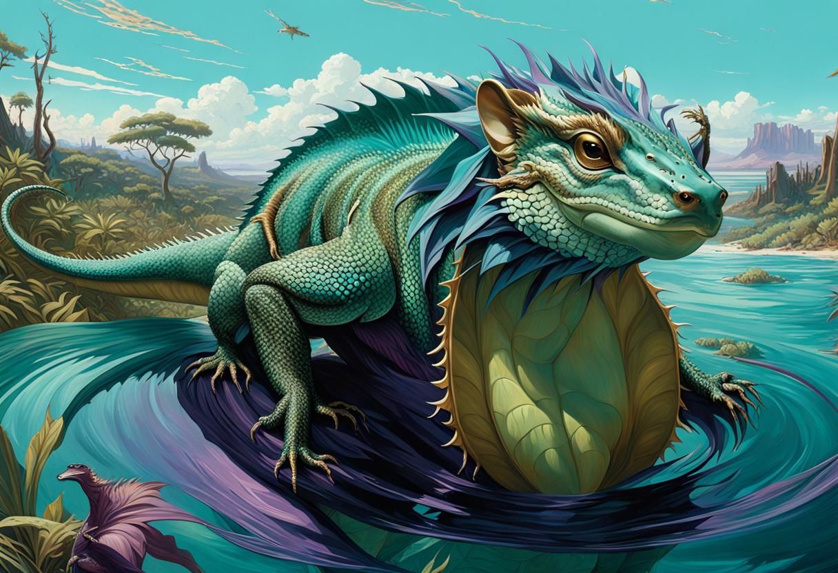 Lizard-Scaled Dragon-Quokkas in a Hawaiian Jungle