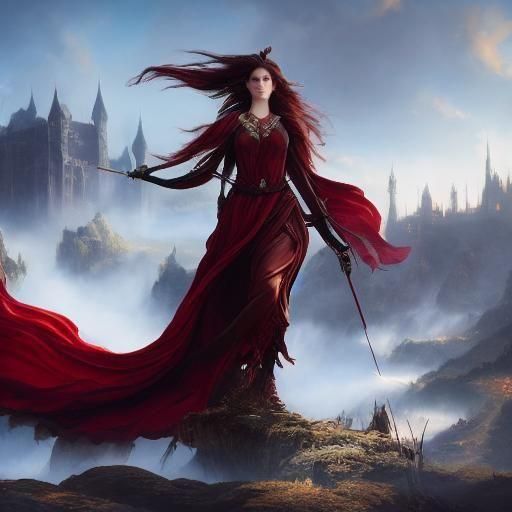 Fantasy Elf Archer with Dragon, Artstation Art