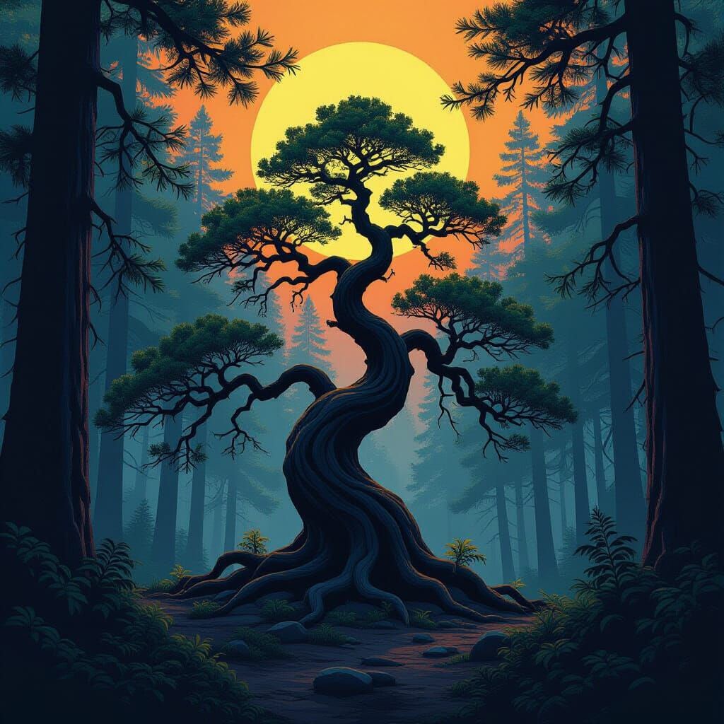 Ancient Evergreen in New Mexico Forest Concept Art