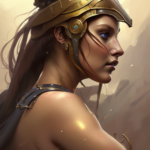 Roman Warrior Princess Portrait in Hyperdetailed Style
