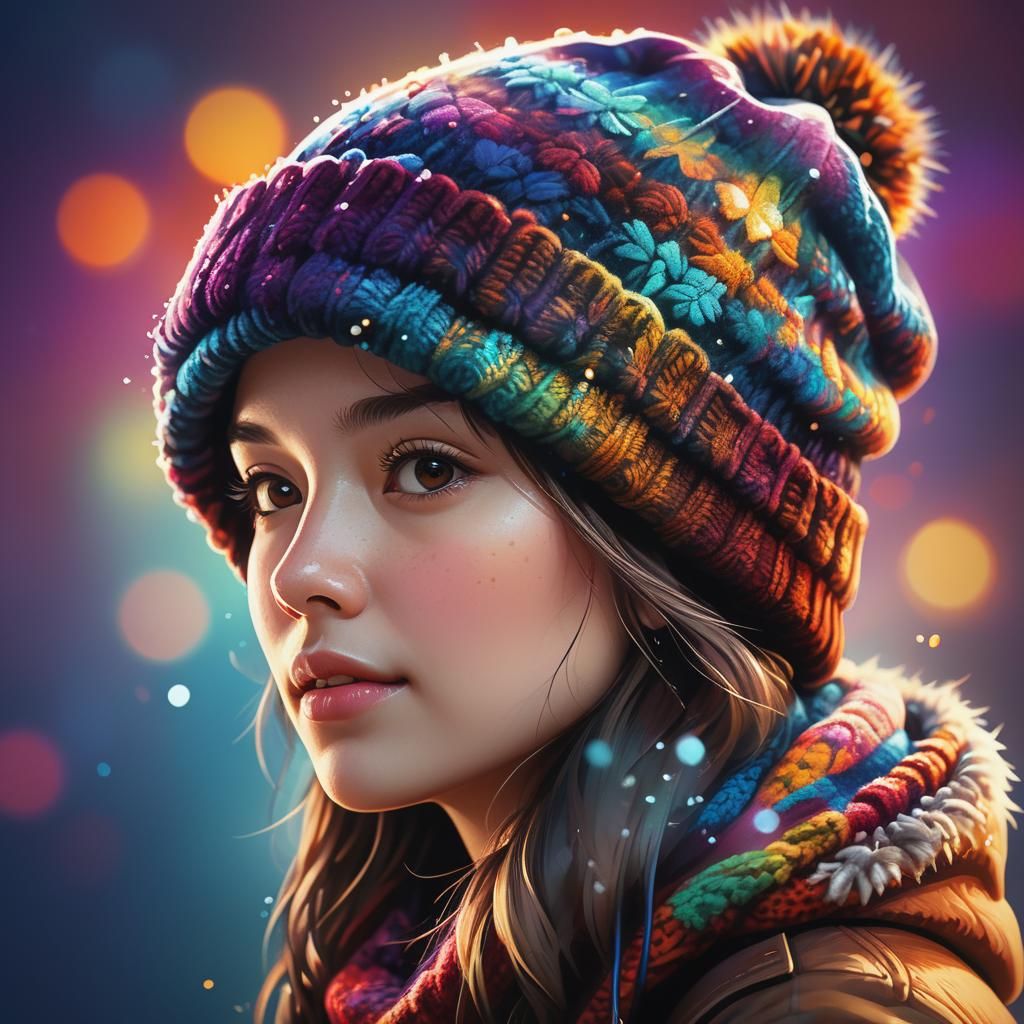 Detailed Winter Hat in Hyperrealistic Digital Art