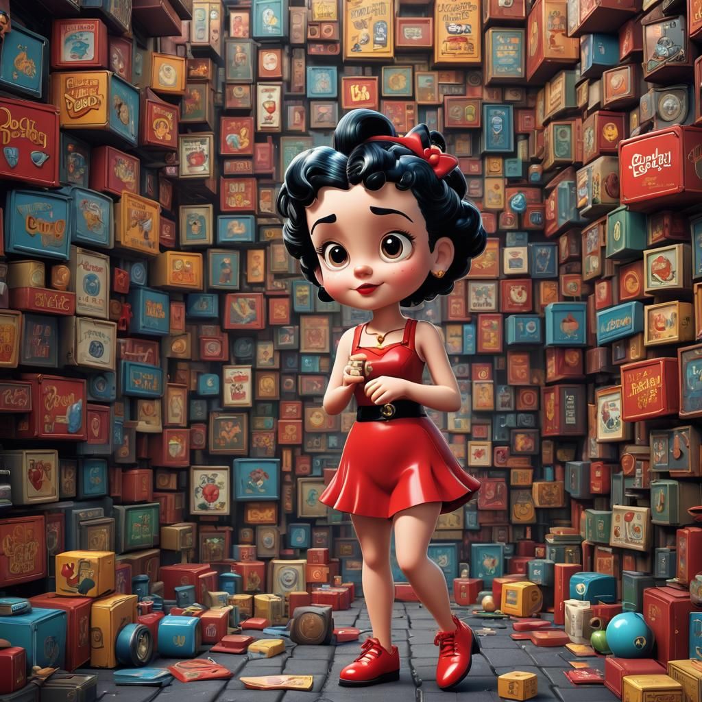 Betty Boop in 3D Digital Art Style