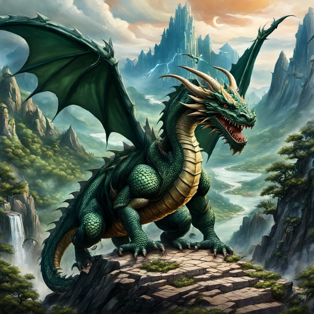 Majestic Dragon in Epic Fantasy Style