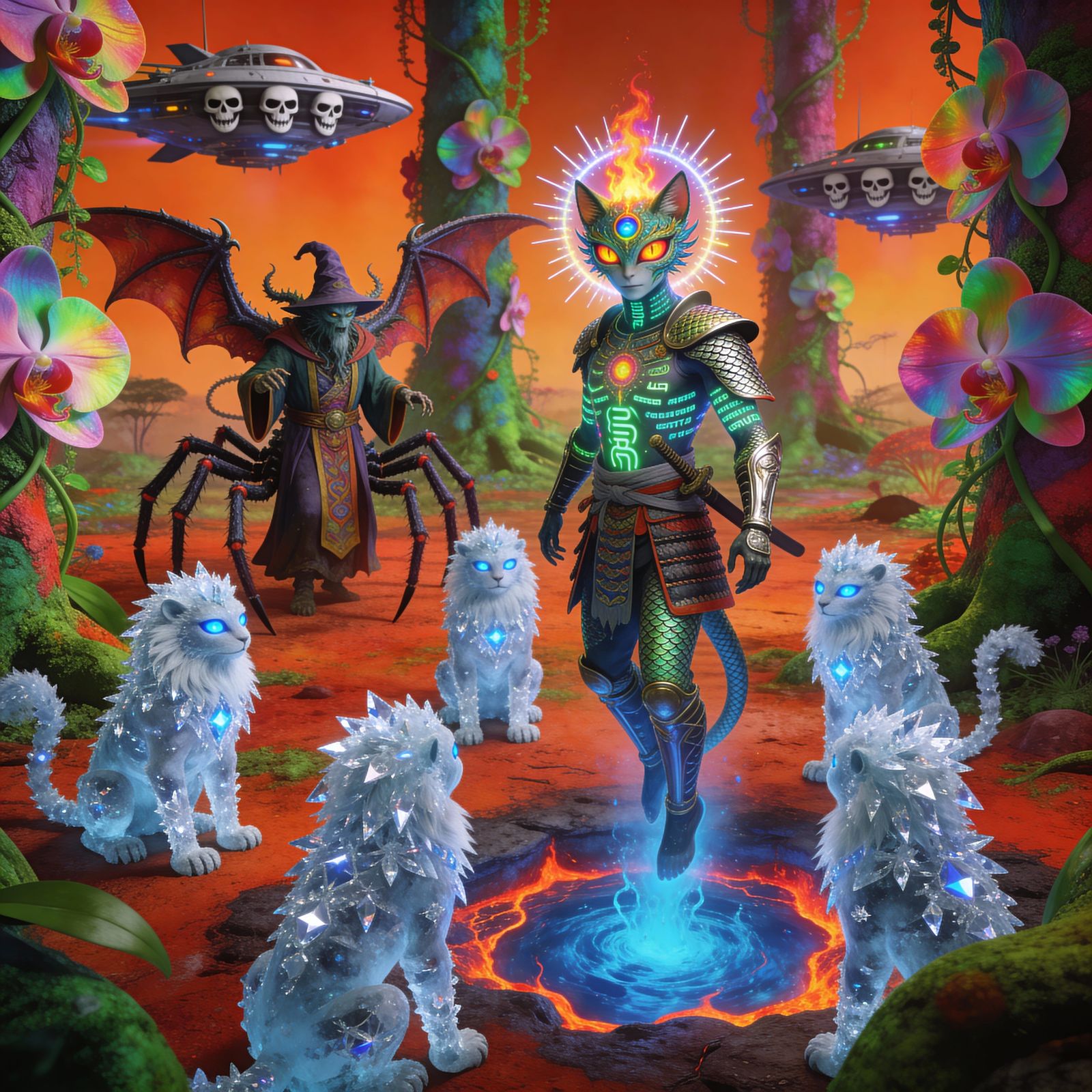 Alien Hybrid Creature in Luminous Forest