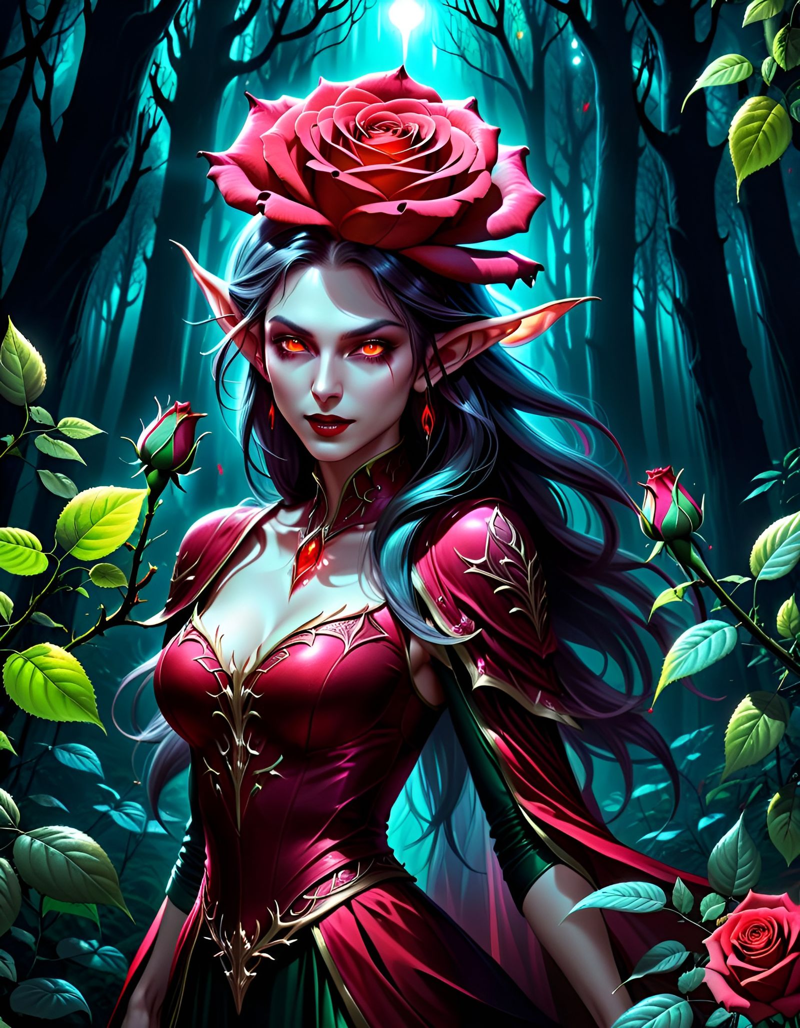 Bioluminescent Rose: a 3D Photorealistic Portrait