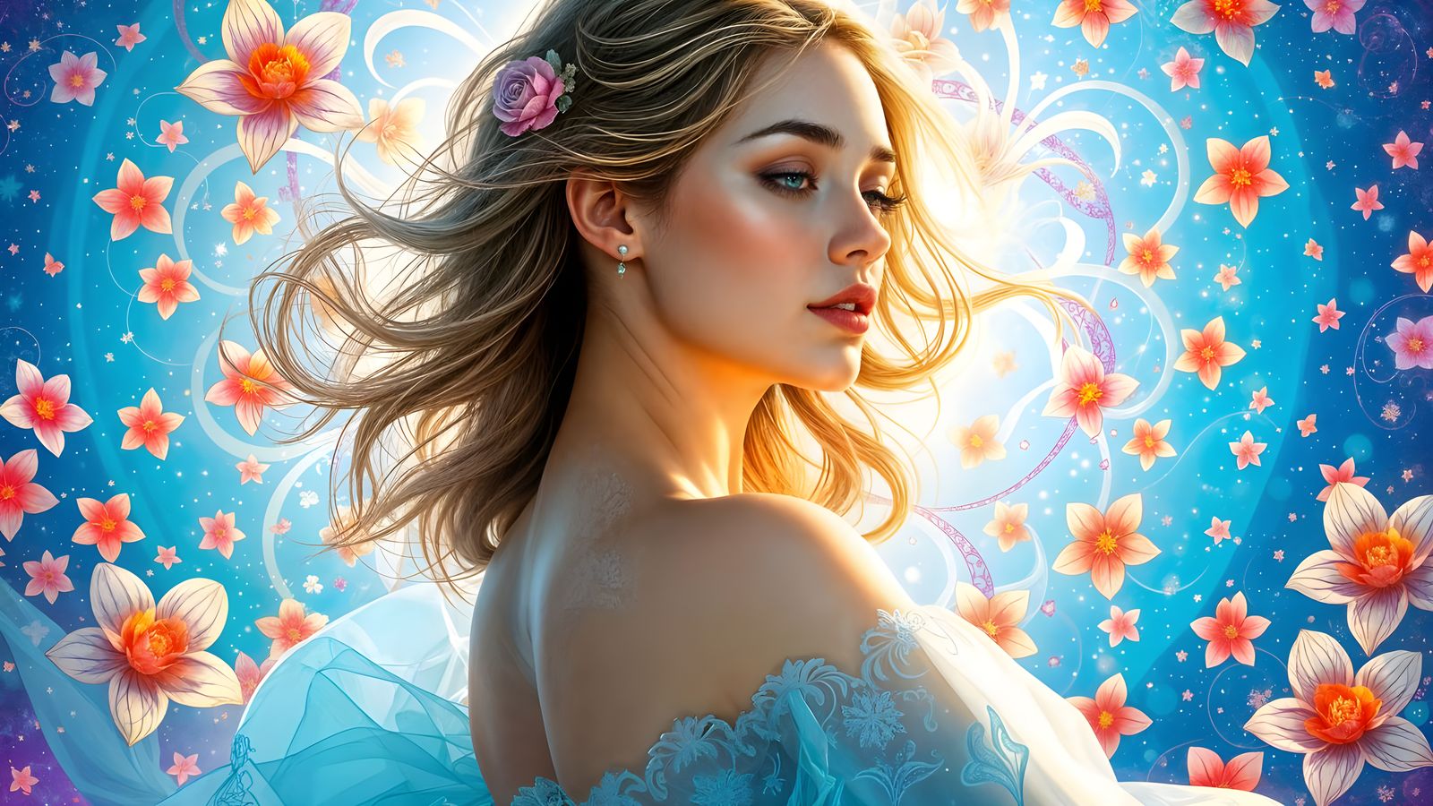 Ethereal Fantasy Portrait in Vibrant Oil Painting Style