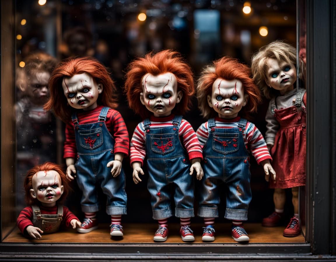 Hyperrealistic Horror Dolls in Storefront Display