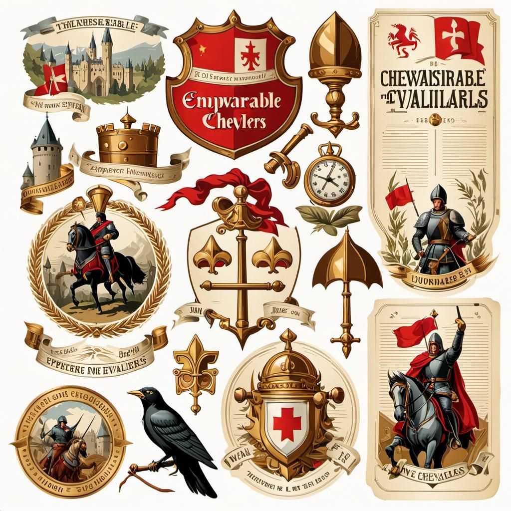 Vintage Knight Junk Journal Stickers on White