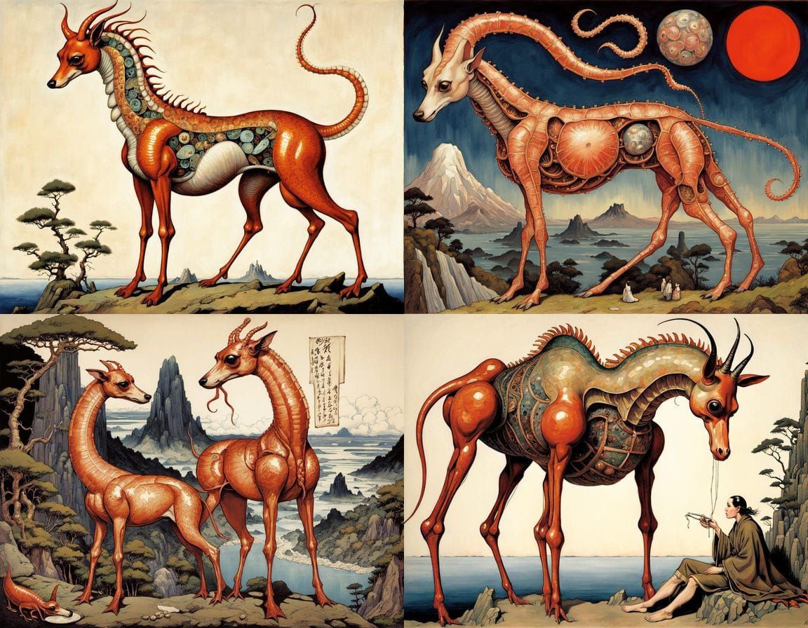 Surreal Mythical Creature in Egon Schiele Style