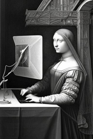 Astronaut and Da Vinci: Renaissance Digital Art
