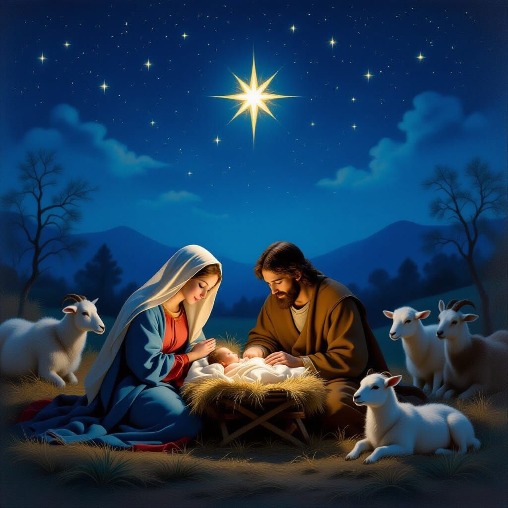 Serene Nativity Scene in Baroque Style