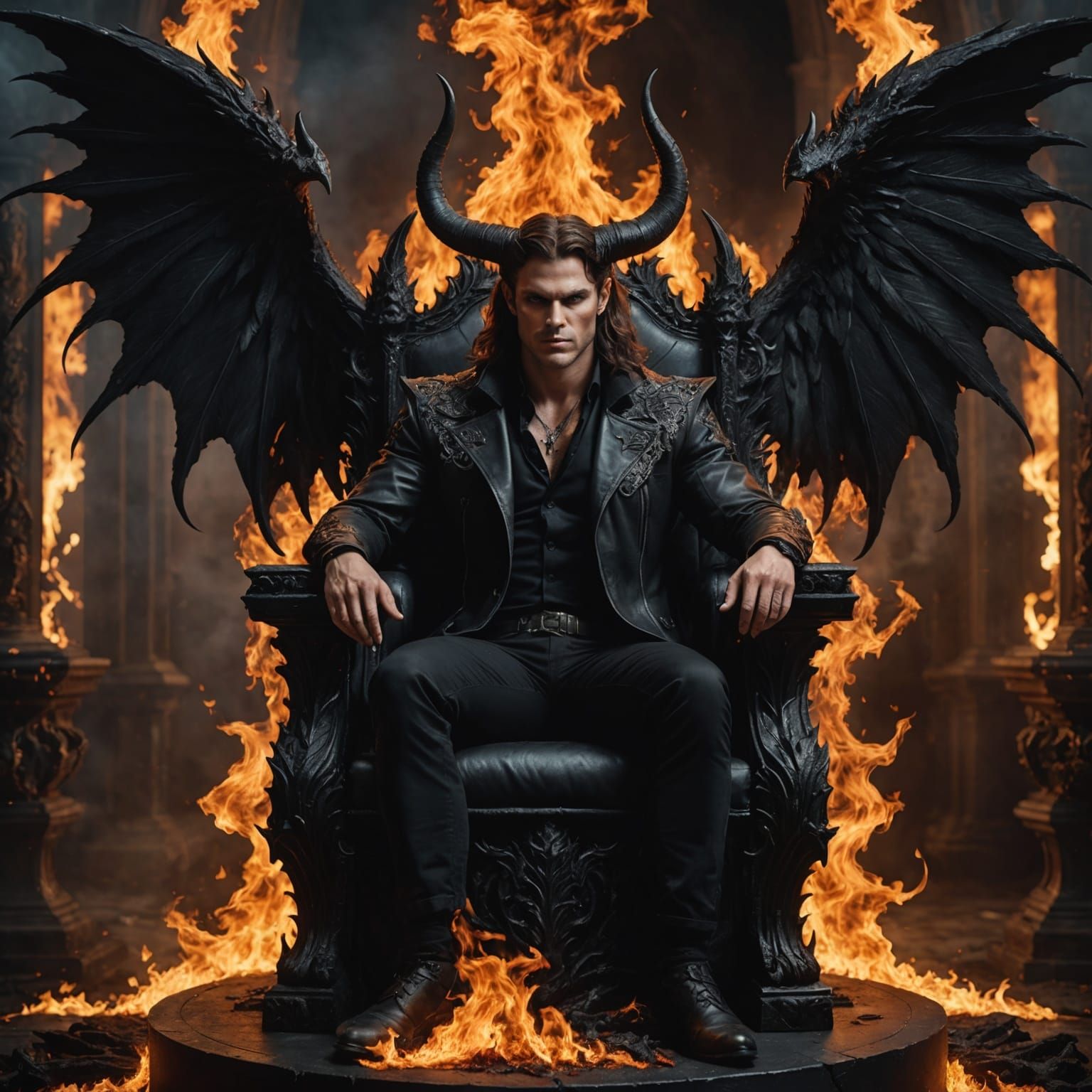 Demon on Throne: Hyperrealistic Matte Painting