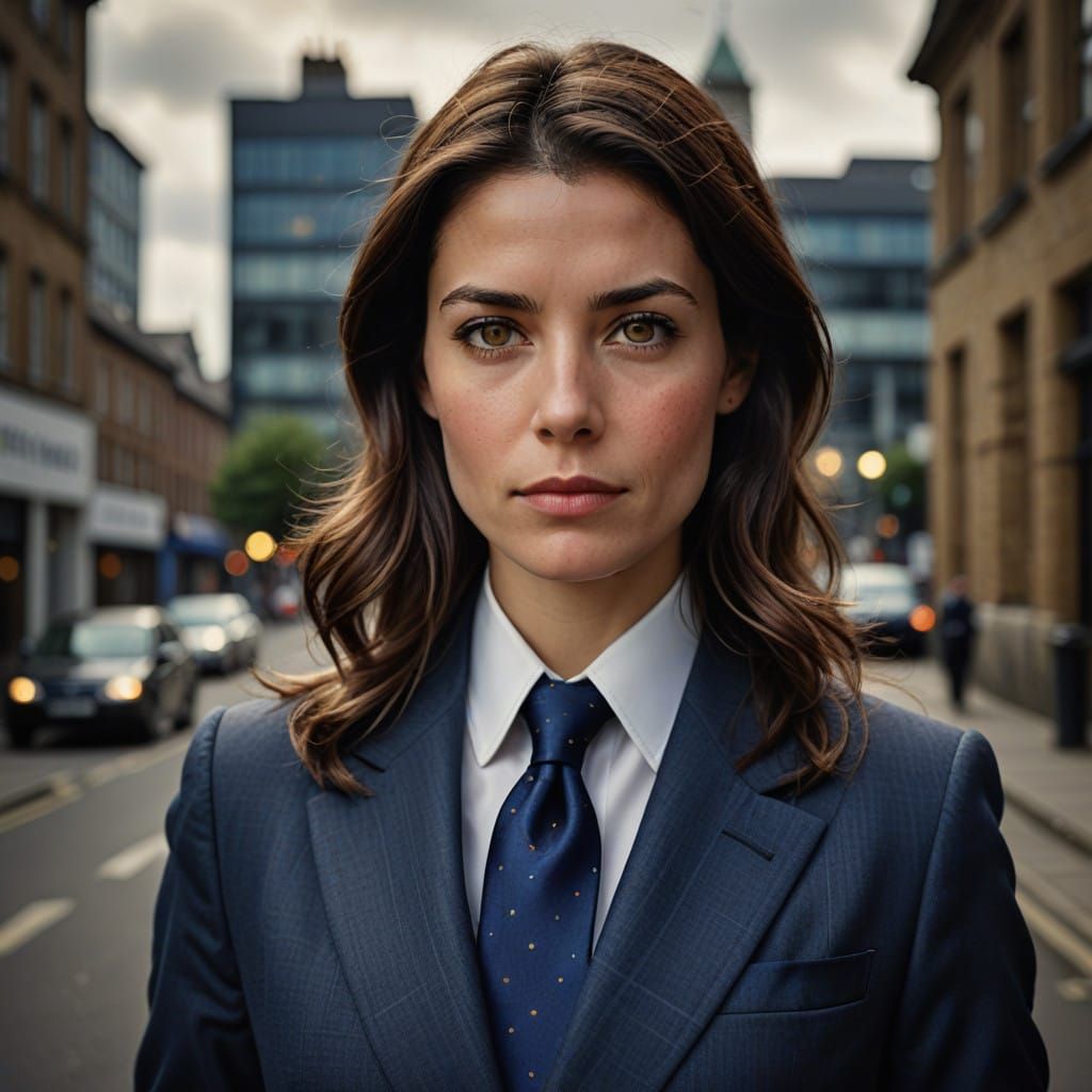 Elegant Woman in Classic British Business Attire
