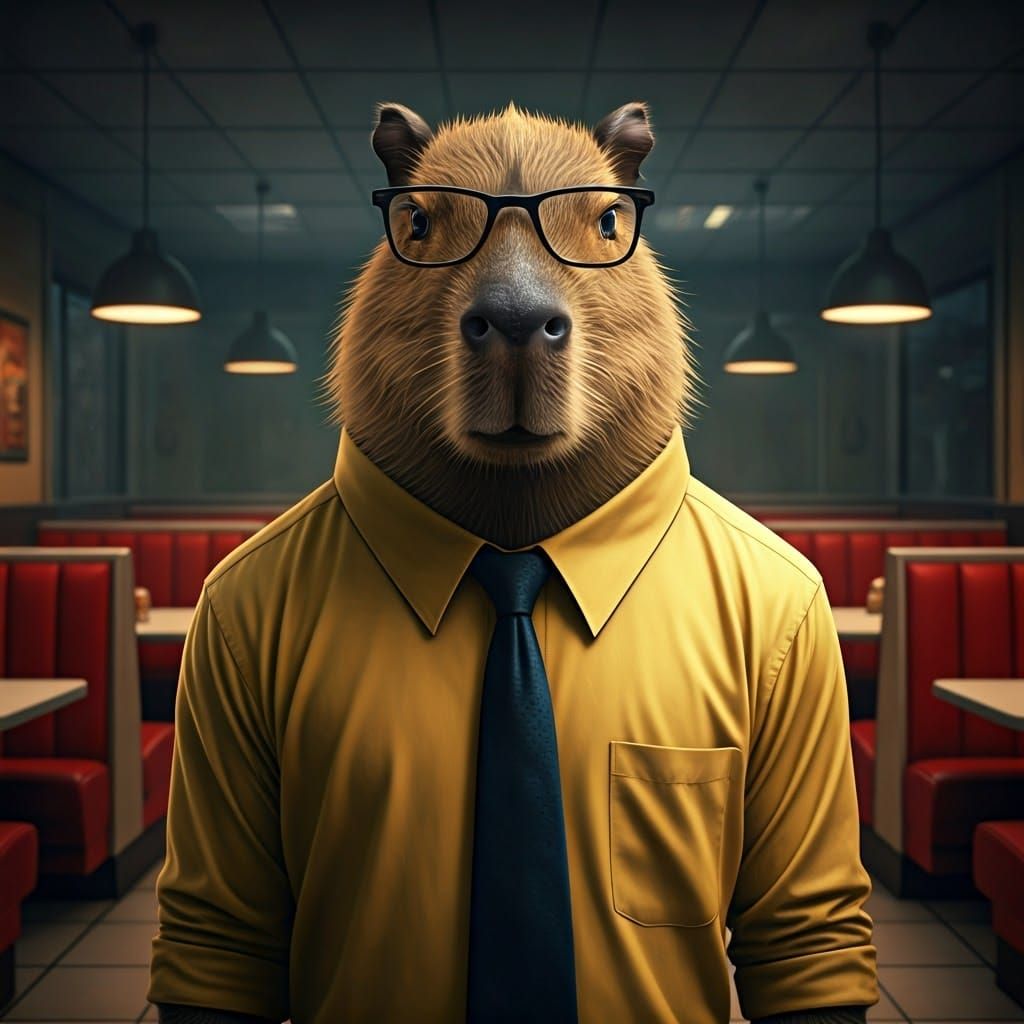 Surreal Capybara in a Calm yet Menacing Gustavo Fring Style