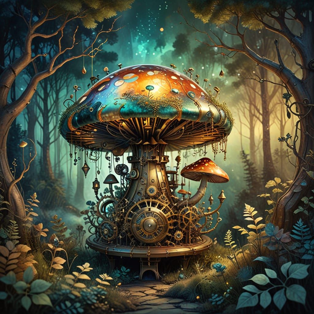 Steampunk Whimsy: A Mushroom Clockwork Marvel