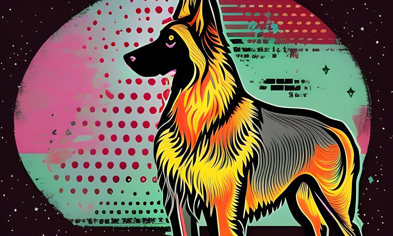 Cartoon Belgian Shepherd in Pop Art Style