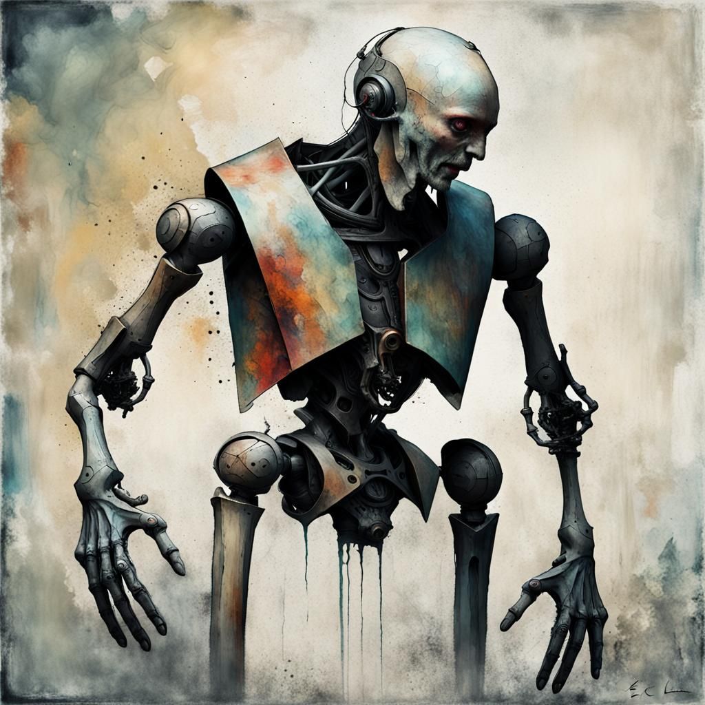 Uncanny Robot Priest in Surreal Style