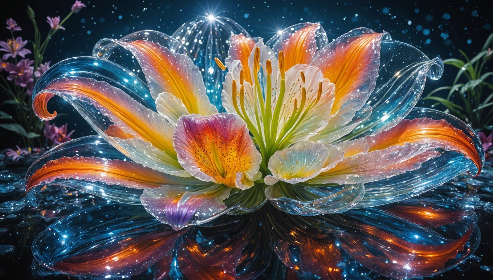 Transparent Glass Lily in Dreamscape Illustration