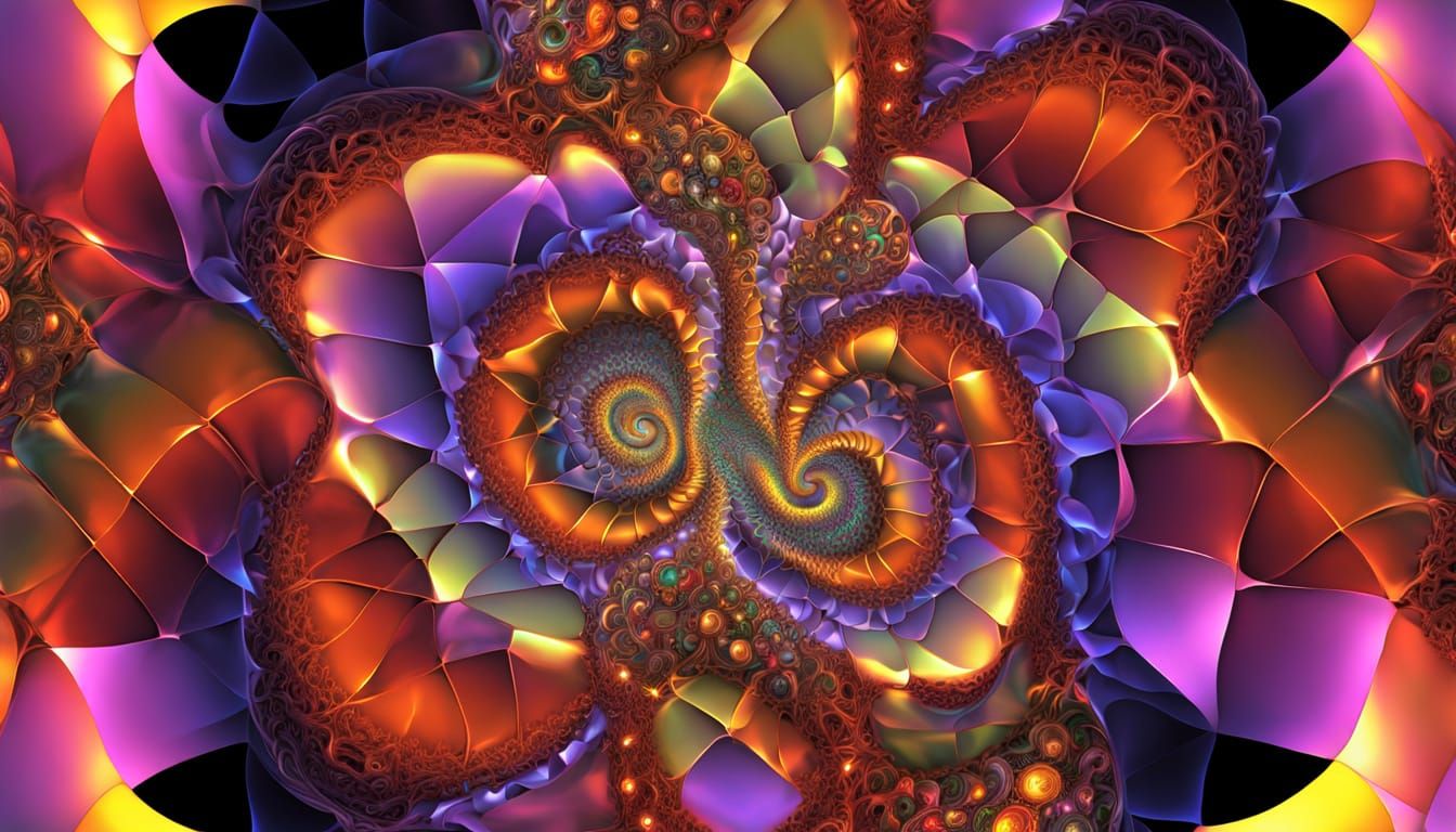 3D lonely hearts souls polychrome geomagnetic storm parametricism  liquified infinite curved space metalorganic by artis...