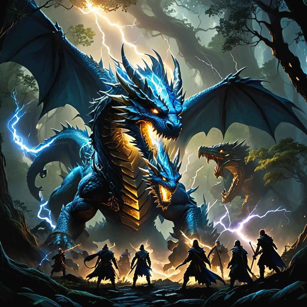 Lightning Dragon Horde: Fantasy Concept Art