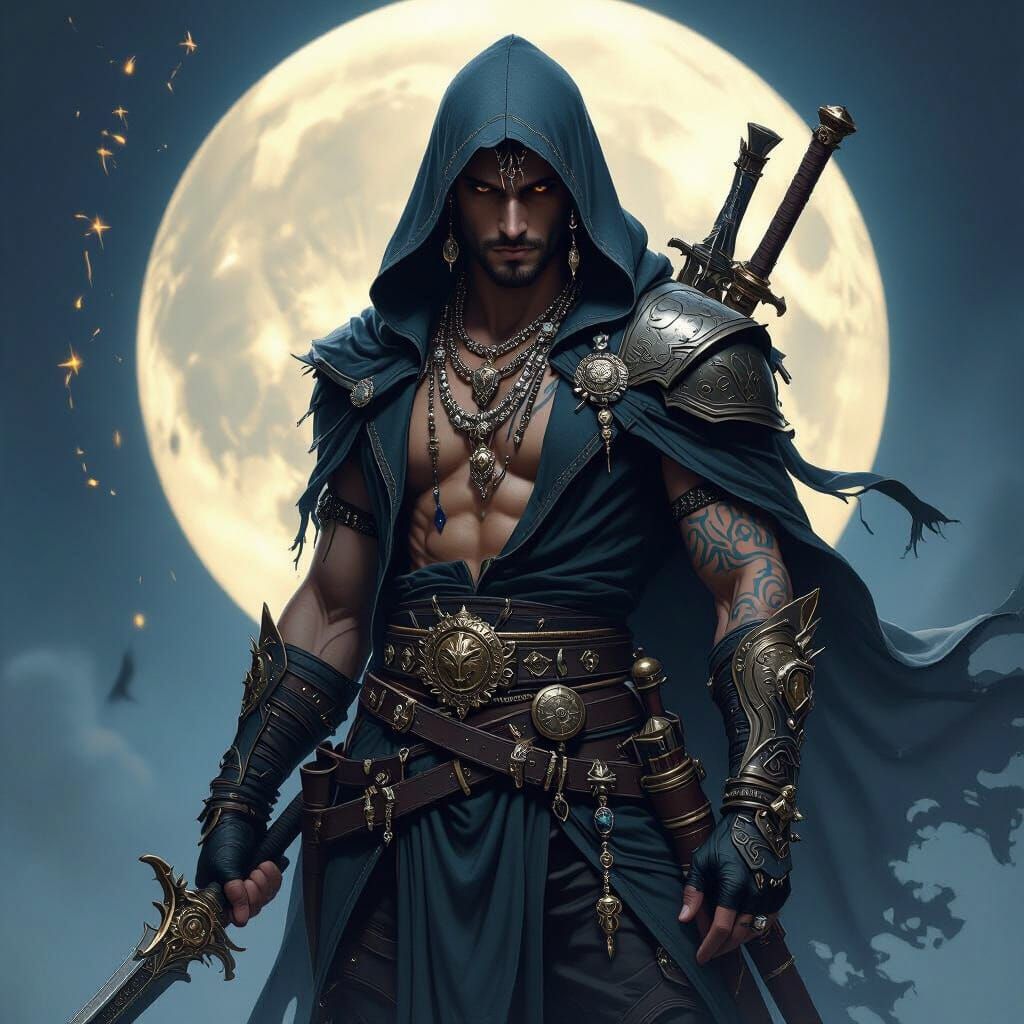 High Fantasy Thief in Moonlit Ambience