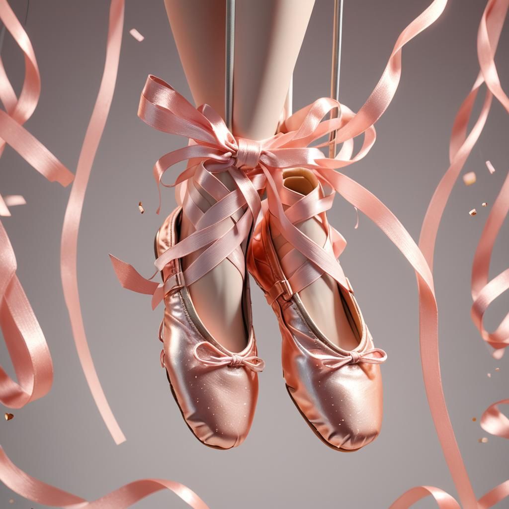 Salmon Pink Ballet Shoes in Anime Style