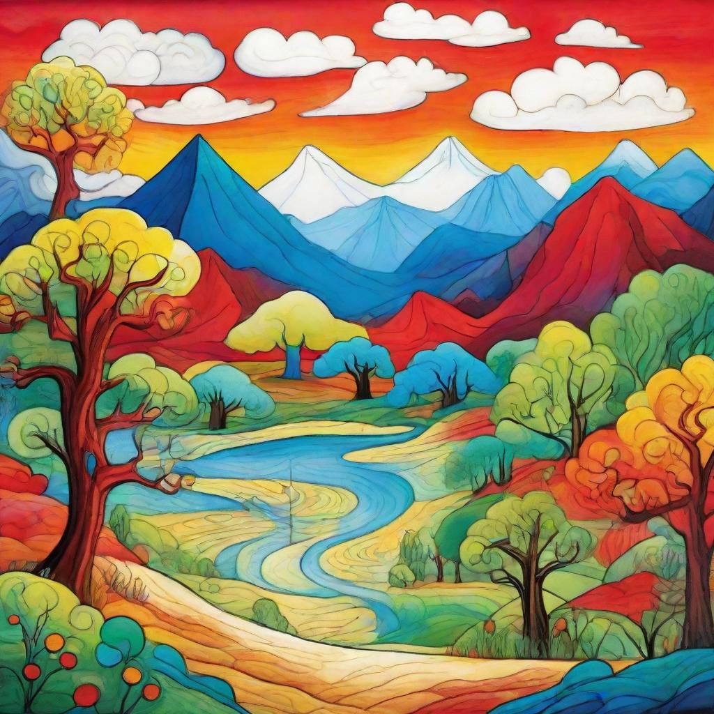 Whimsical Fantasy Landscape with Quirky Creatures