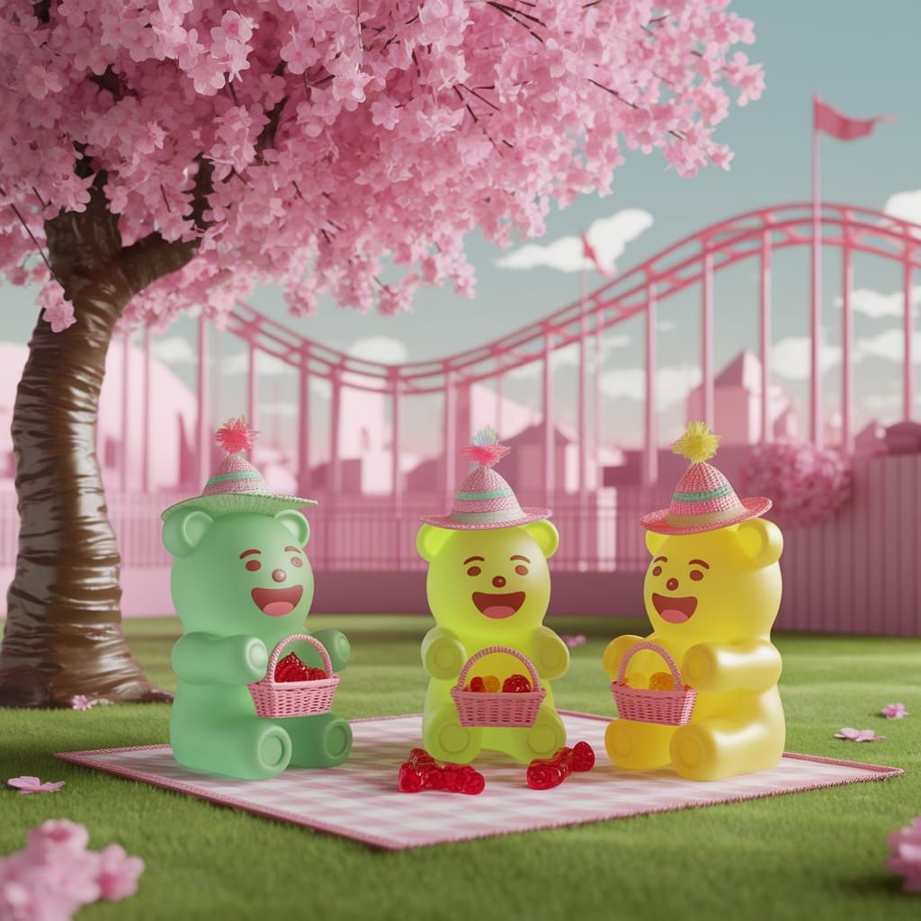 Gummy Bears Picnic in Pastel Amusement Park
