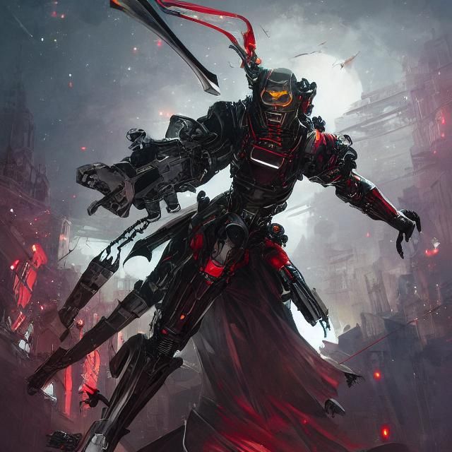 Mechanical Bat Robot Portrait in Hyperdetailed Splash Art