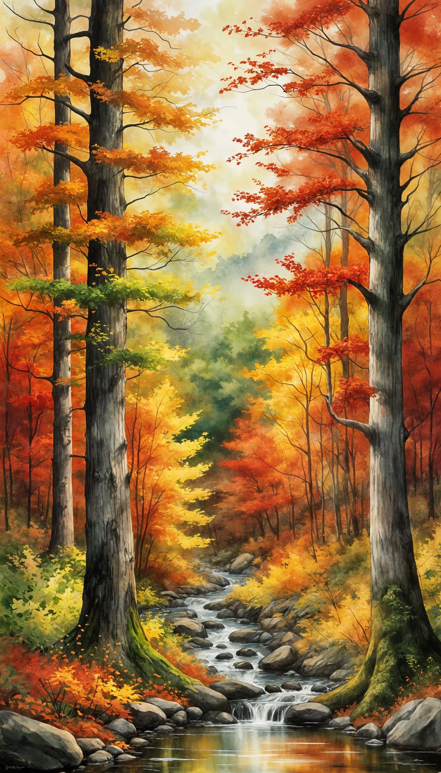 Vermont Autumn Forest in Ethereal Light