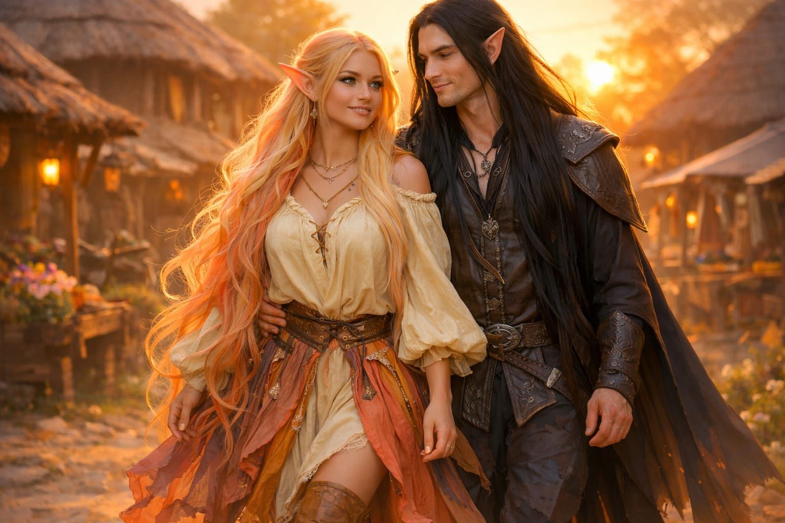 Elegant Elves in Golden Dawn Village