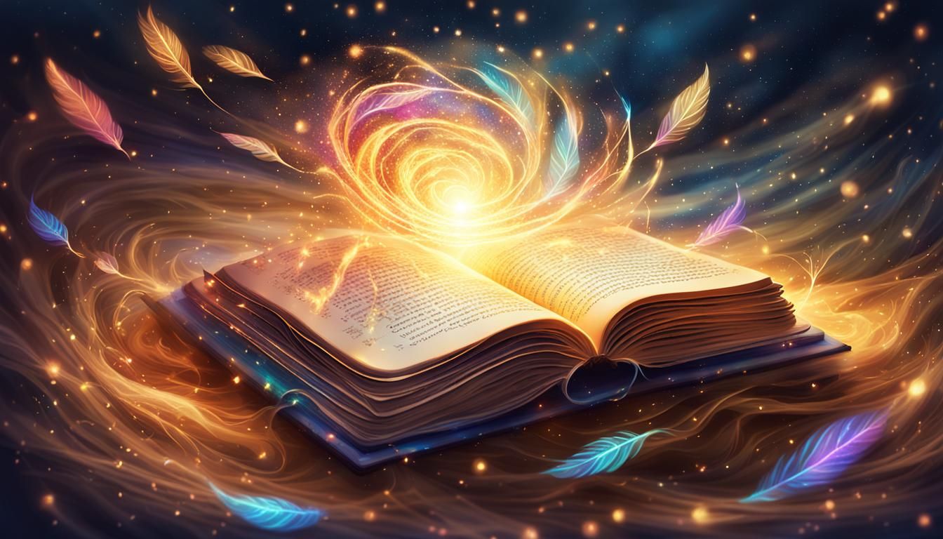 Magical Book Portal in Ethereal Fantasy Illustration