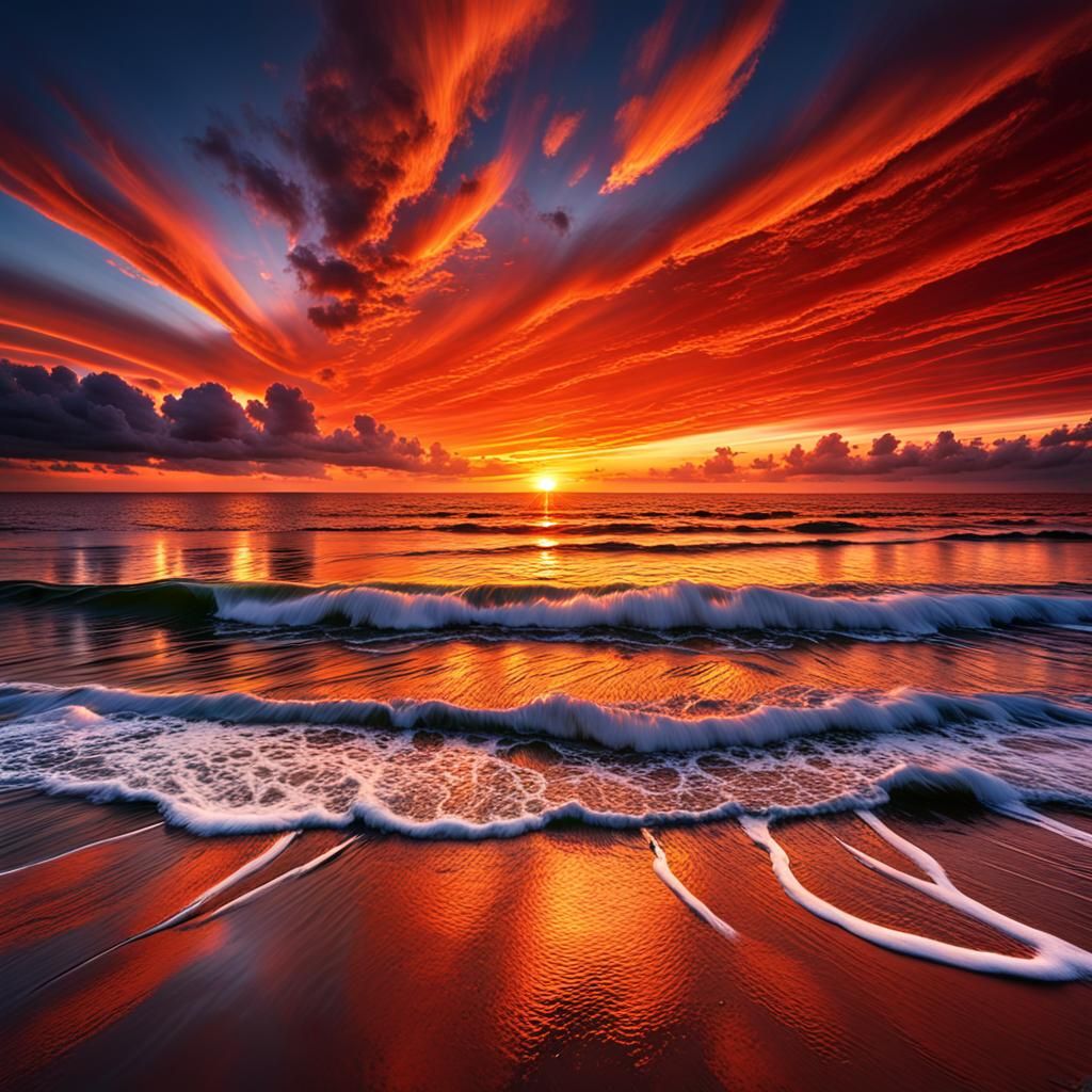 Spectacular Sunset Reflection Over the Sea