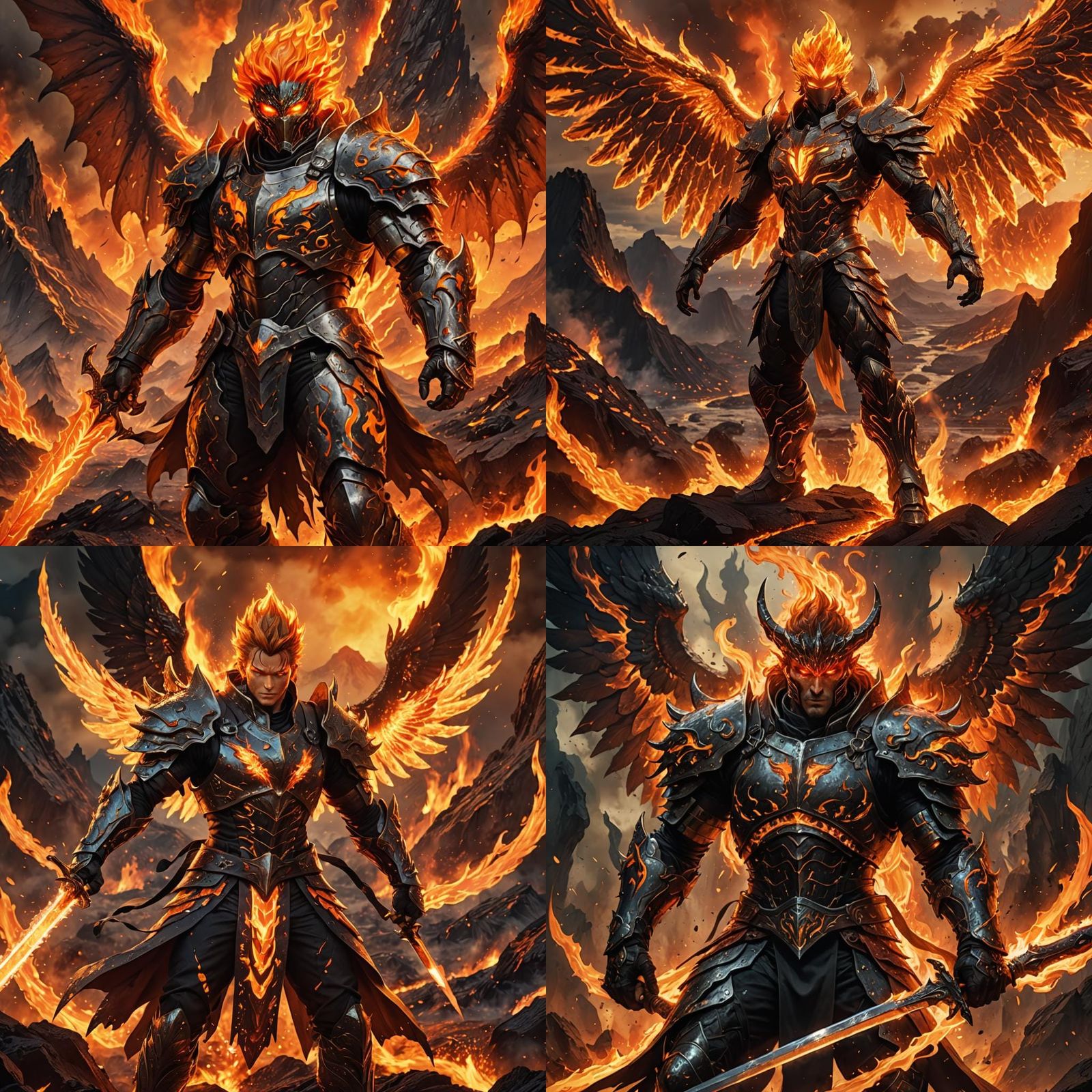 Fiery Warrior Ignis in Volcanic Landscape